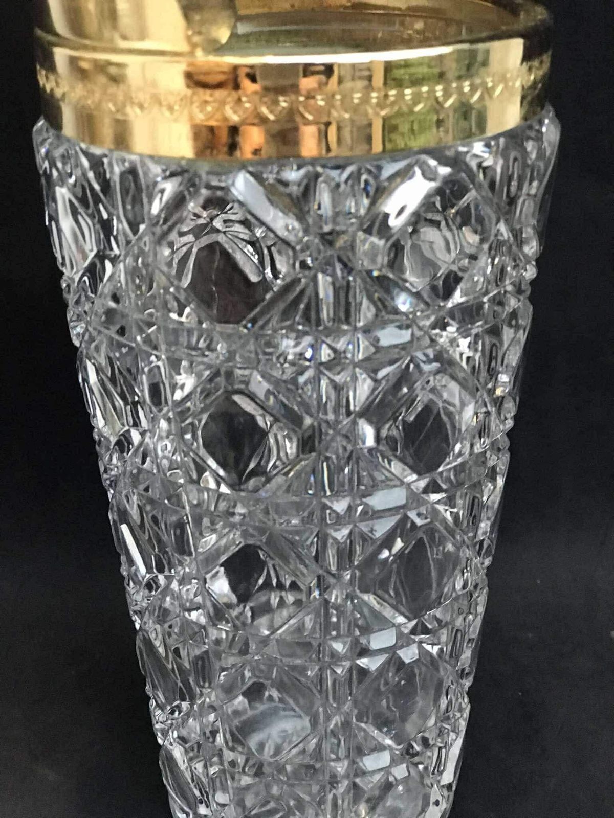 Crystal Pitcher Cocktail Heavy Crystal Golden Rim Mid Century Barware Mixology Tools Bar Cart Hollywood Regency Golden Bar Gift For Him photo buy