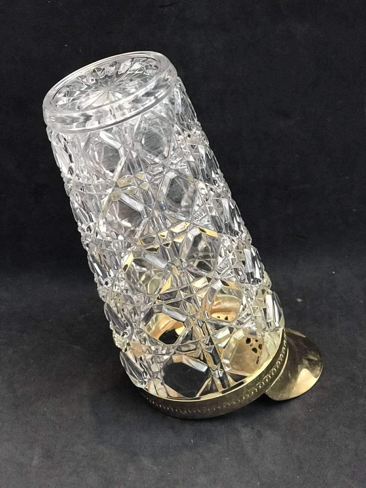 Crystal Pitcher Cocktail Heavy Crystal Golden Rim Mid Century Barware Mixology Tools Bar Cart Hollywood Regency Golden Bar Gift For Him photo vintage