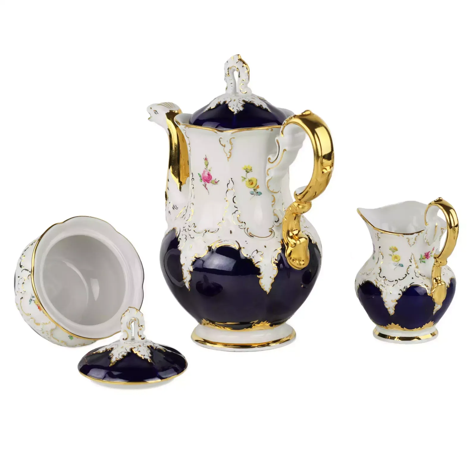 Luxurious Porcelain Mocha Service For Six Meissen B Form. 20th Century. photo Home Decor