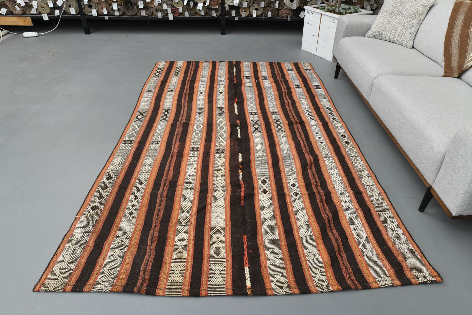 165x267 Cm Durable Brown Turkish Rug, Herki Area Rugs, Handwoven Oushak Area Carpet, Bohemian Style, Living Room Decor photo Textiles