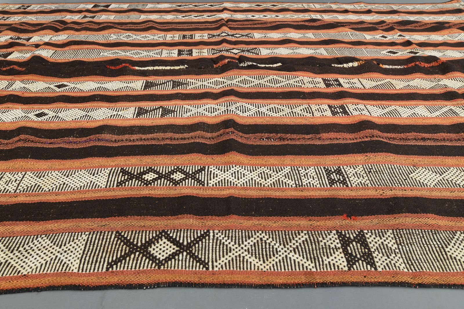 165x267 Cm Durable Brown Turkish Rug, Herki Area Rugs, Handwoven Oushak Area Carpet, Bohemian Style, Living Room Decor photo vintage