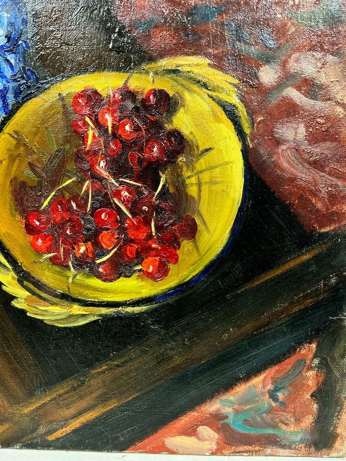 Josine Vignon1960's French Post Impressionist Oil Still Life Pink Roses And Cherries1960's photo buy