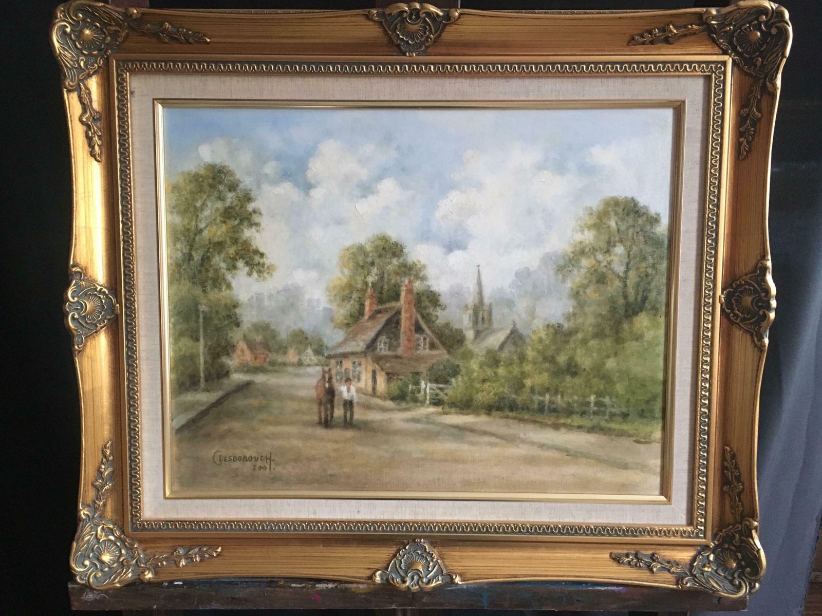 C. Desborough"Newtown Linford" Impressionist Landscape, Oil Painting, Signed2001 photo furniture