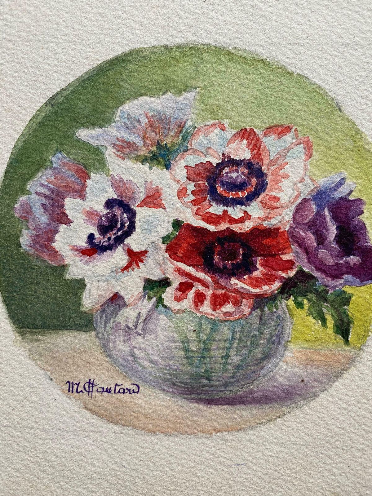 Marie Amelie Chautard Carreauearly 1900's French Impressionist Signed Flower Watercolours  Marie Carreauc. 1900's photo furniture