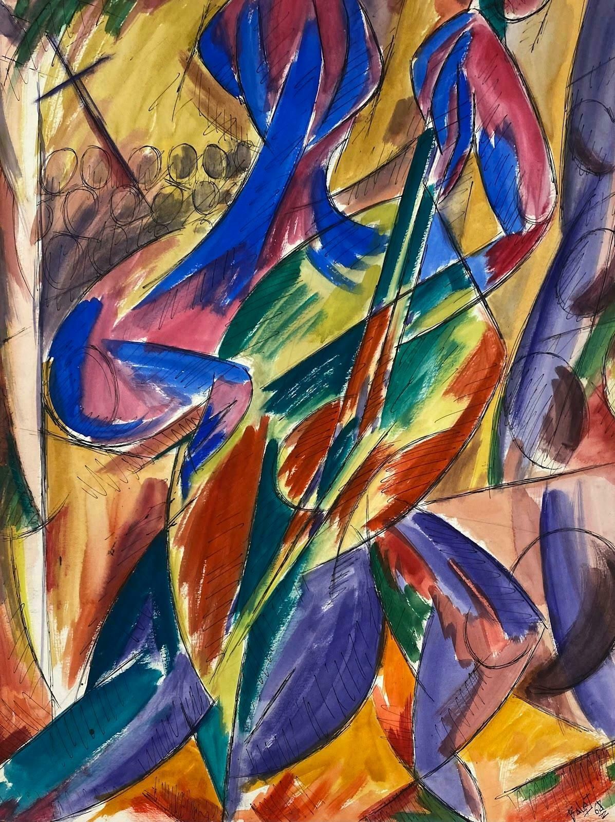 Paul Louis Bolot (French 1918 2003)20th Century French Modernist Gouache Painting Portrait Of Inspector In His Hat20th Century (1968) photo Art