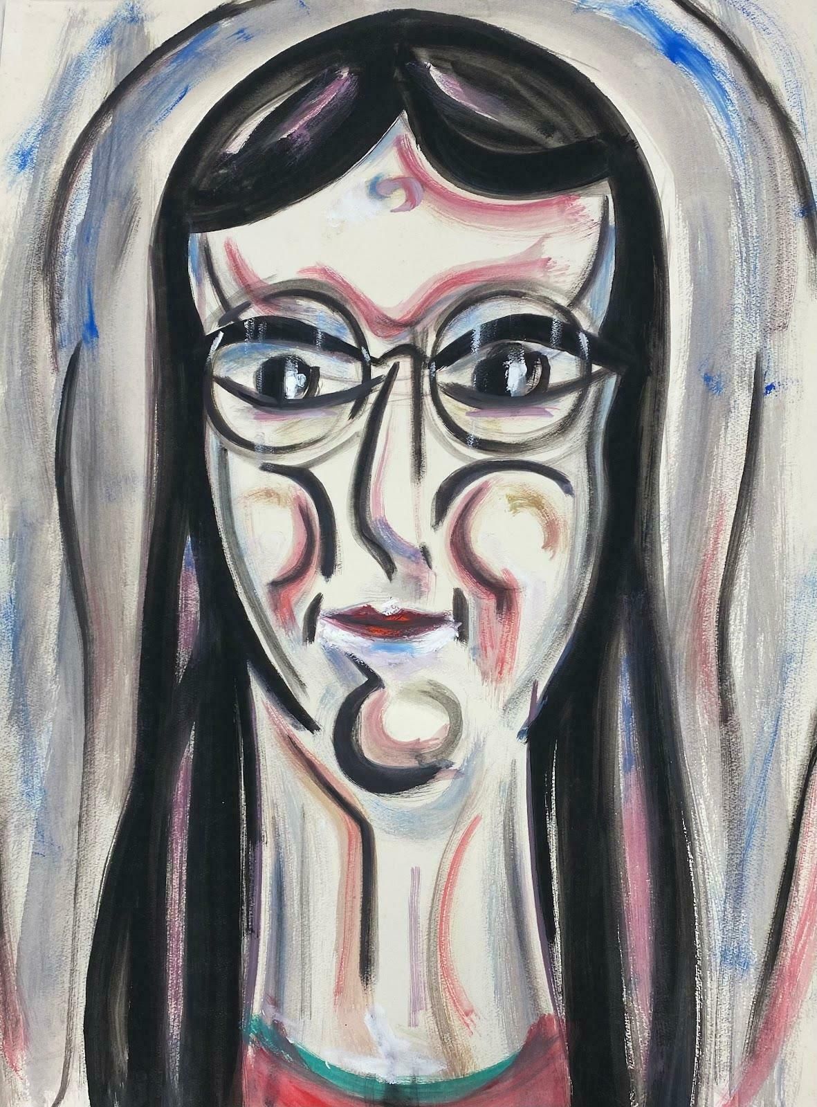 Paul Louis Bolot (French 1918 2003)french Modernist Painting Rosey Cheeked Brunette Woman Portrait20th Century
