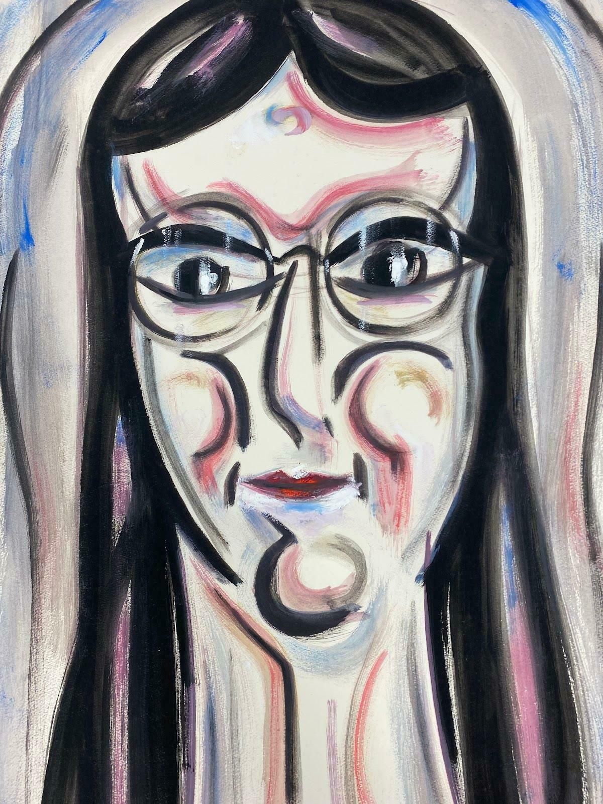 Paul Louis Bolot (French 1918 2003)french Modernist Painting Rosey Cheeked Brunette Woman Portrait20th Century photo furniture