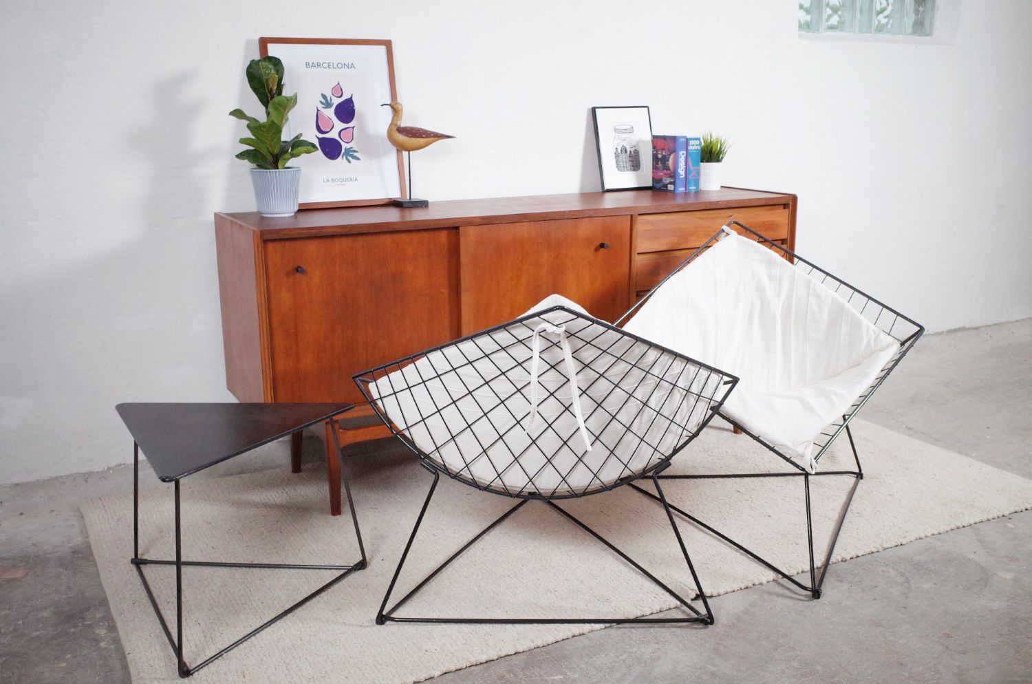 Ikea Oti Set Gammelgaard Wire Frame Diamond Chairs 80s photo for sale