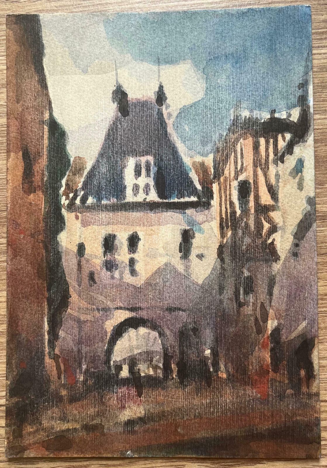 Maurice Mazeiliefrench Impressionist Watercolor Of French Village Square With Archway2019 photo furniture