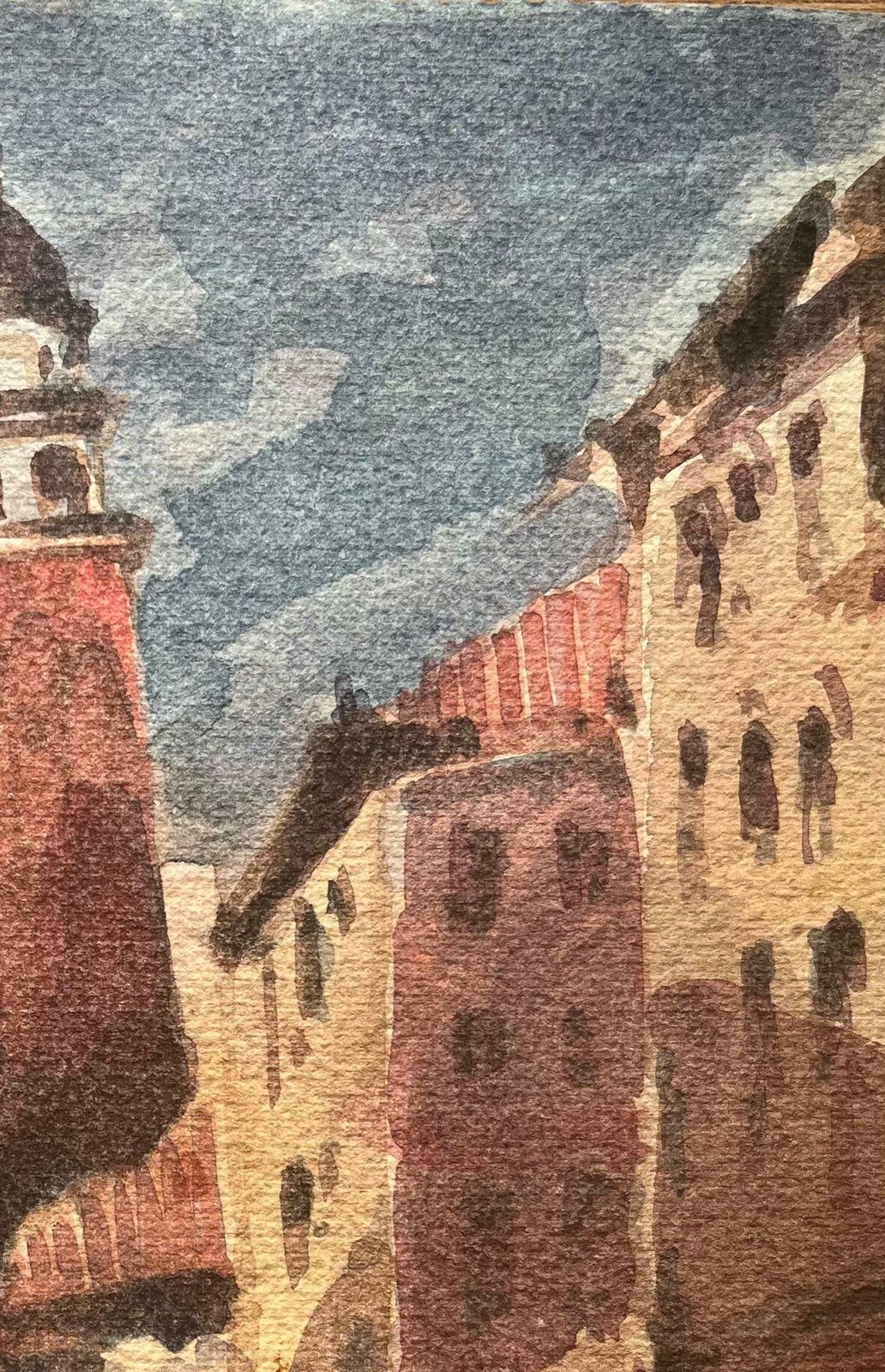 Maurice Mazeiliefrench Impressionist Watercolor Of Venice Cityscape With Tower And Canal20th Century photo Art