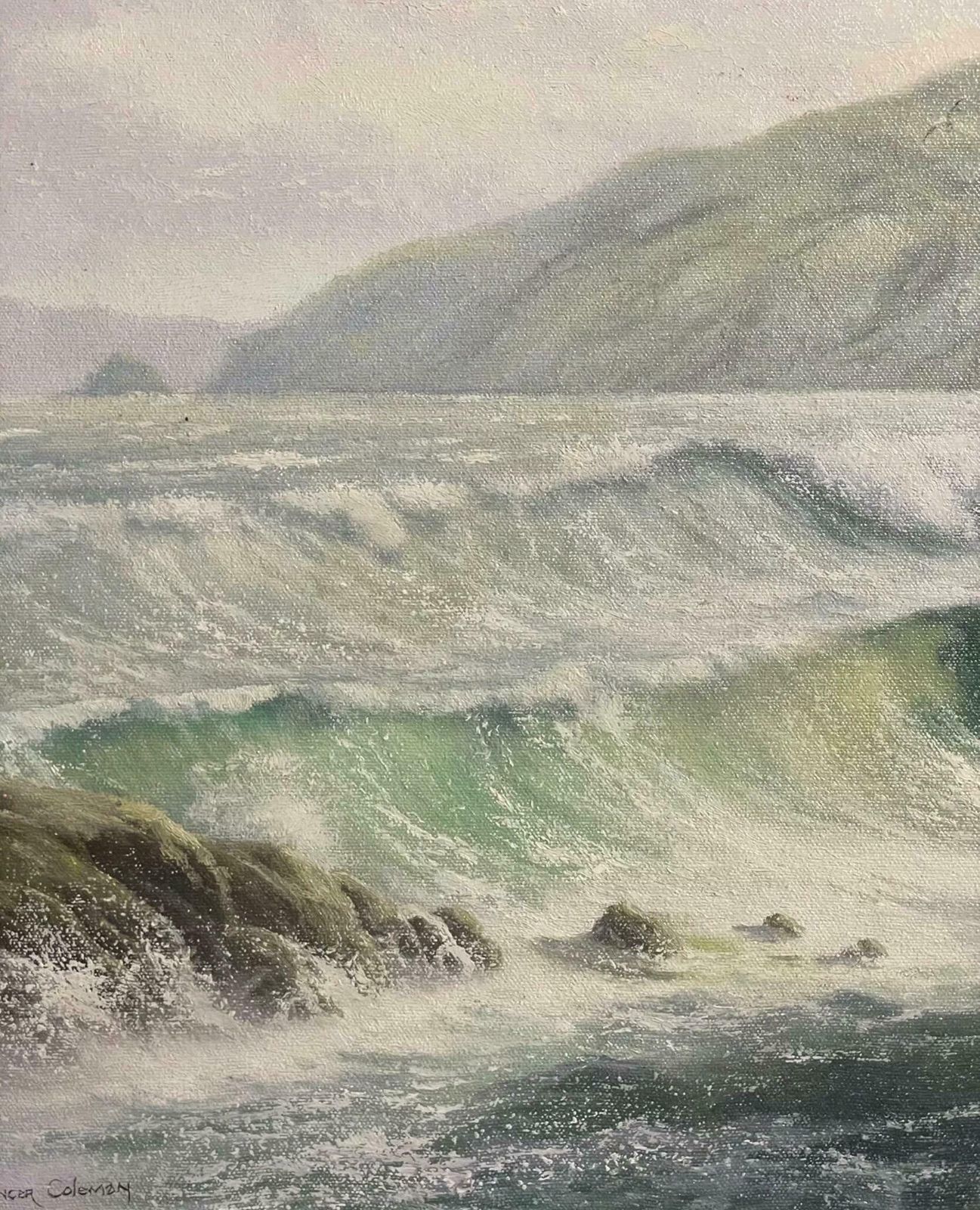 Martin Spencer Colemanmartin Spencer Coleman   Signed Oil Painting   Crashing Waves On Coastlinec. 2000's photo for sale