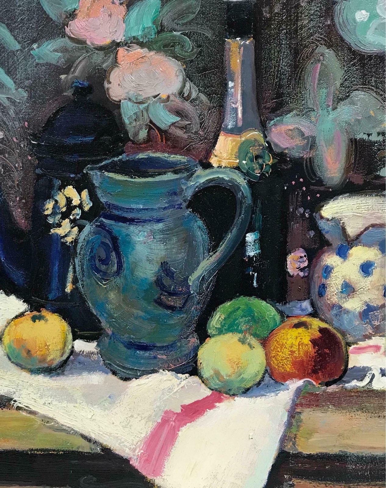 Guy Benardsuperb French Post Impressionist Signed Oil Still Life Fruit & Champagne photo 1224.0