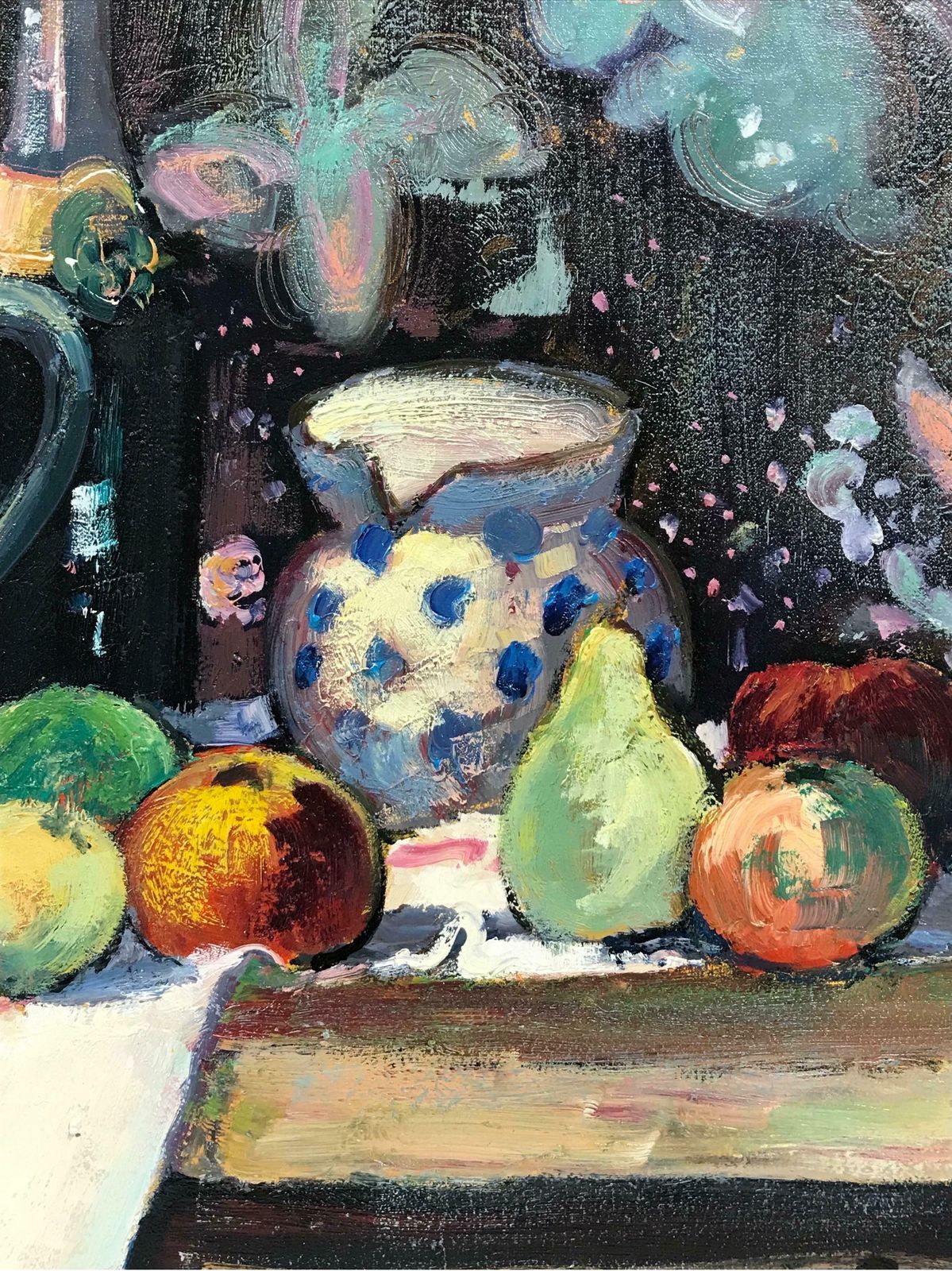 Guy Benardsuperb French Post Impressionist Signed Oil Still Life Fruit & Champagne photo buy