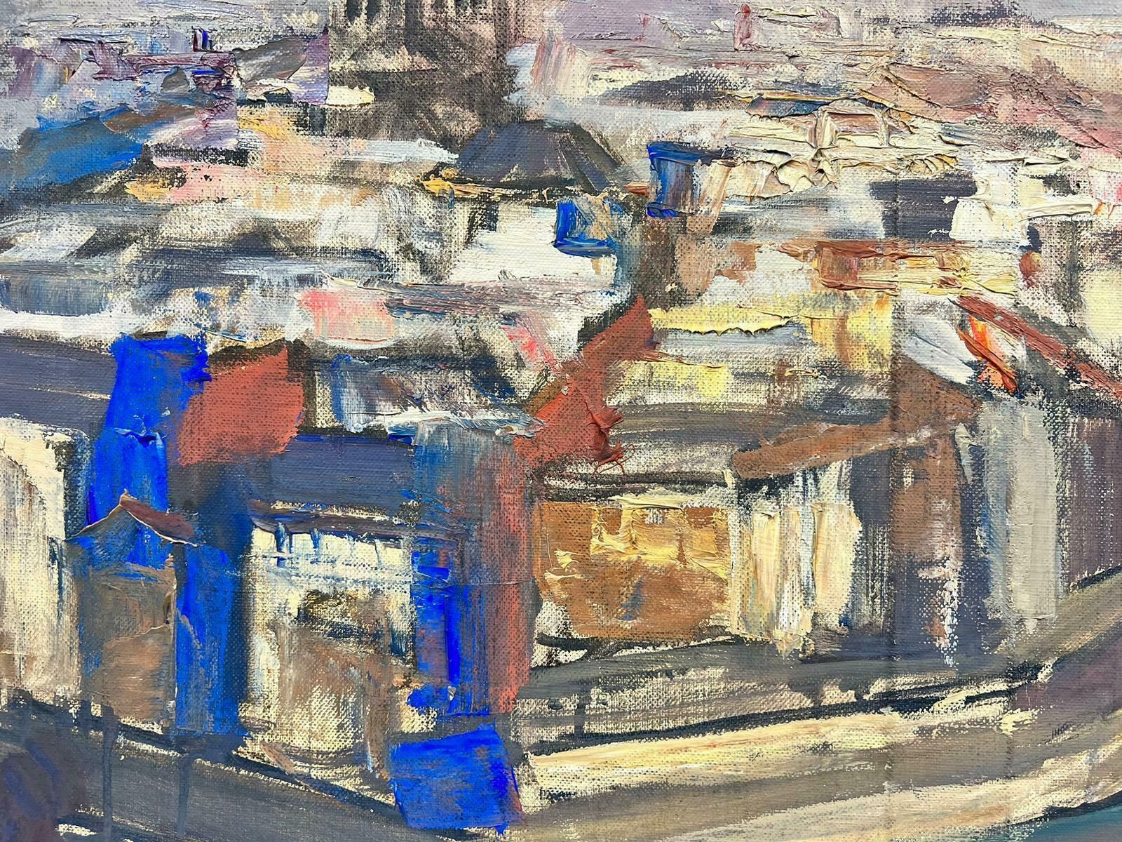 Josine Vignonfrench Post Impressionist Oil View Over Paris River Seine Ile De La Cite Skyline1960's photo 1428.0