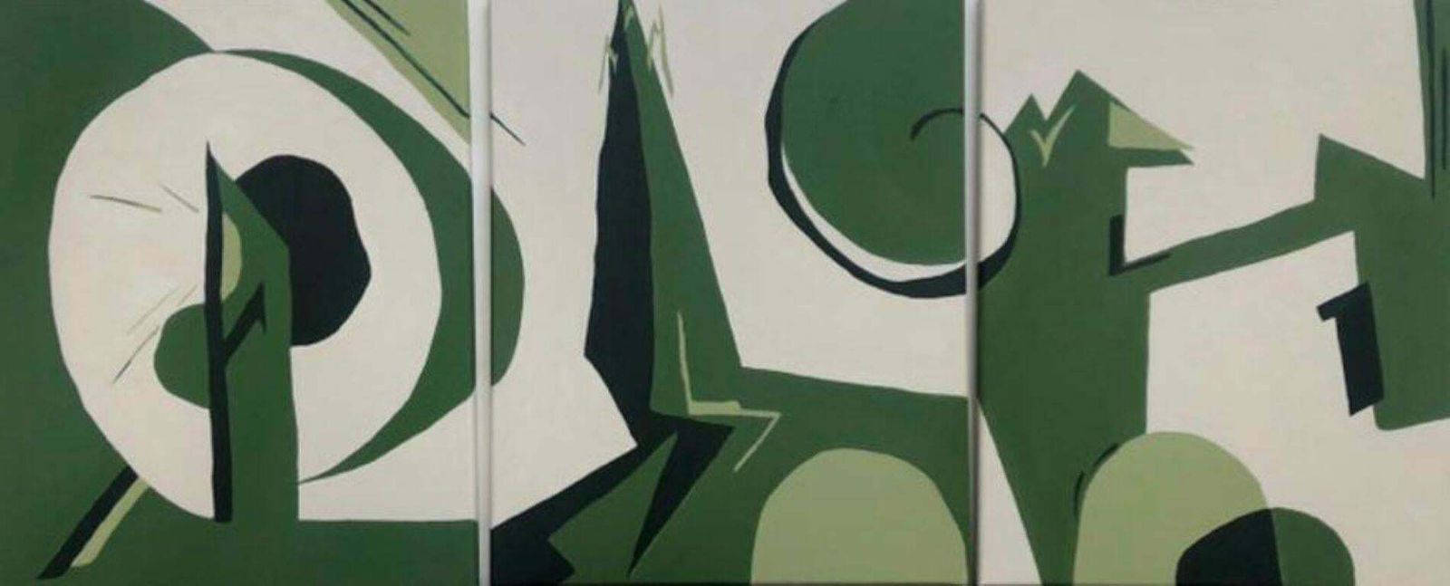 Minty Ramseybritish Contemporary Artstist Large Triptych Set Of 3   Green Abstracts2022