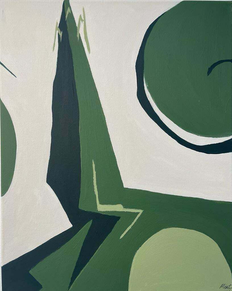 Minty Ramseybritish Contemporary Artstist Large Triptych Set Of 3   Green Abstracts2022 photo Art