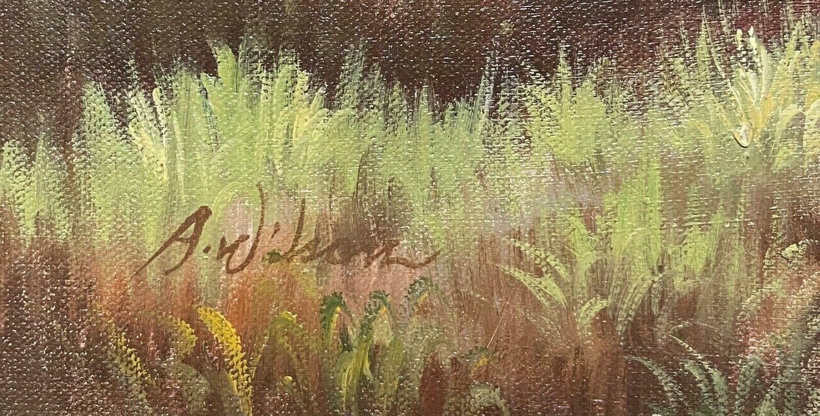 American Artistlarge American Signed Oil Painting   Cattle Herder On Horseback Wide Landscapec. 1970's photo 1989.0