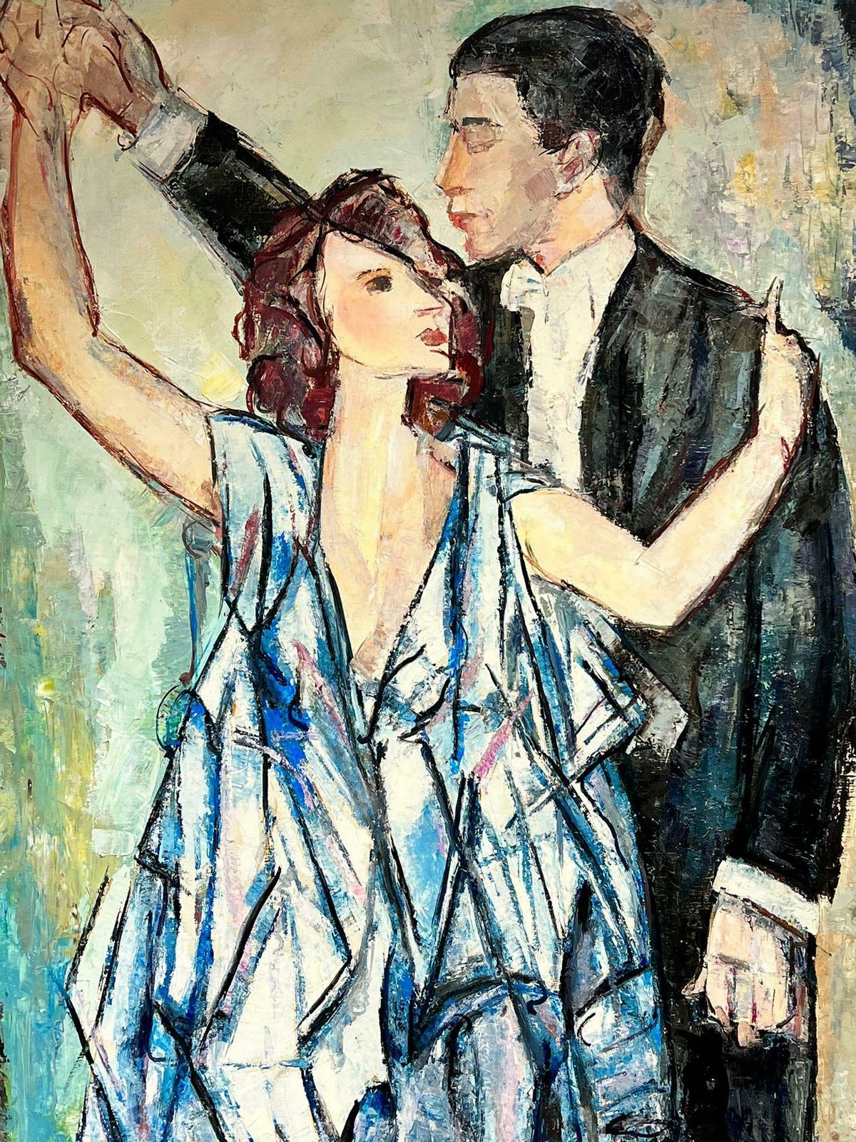 Maria Tort Xirauhuge Spanish/ French Oil Painting    Baby Blue Couple1991