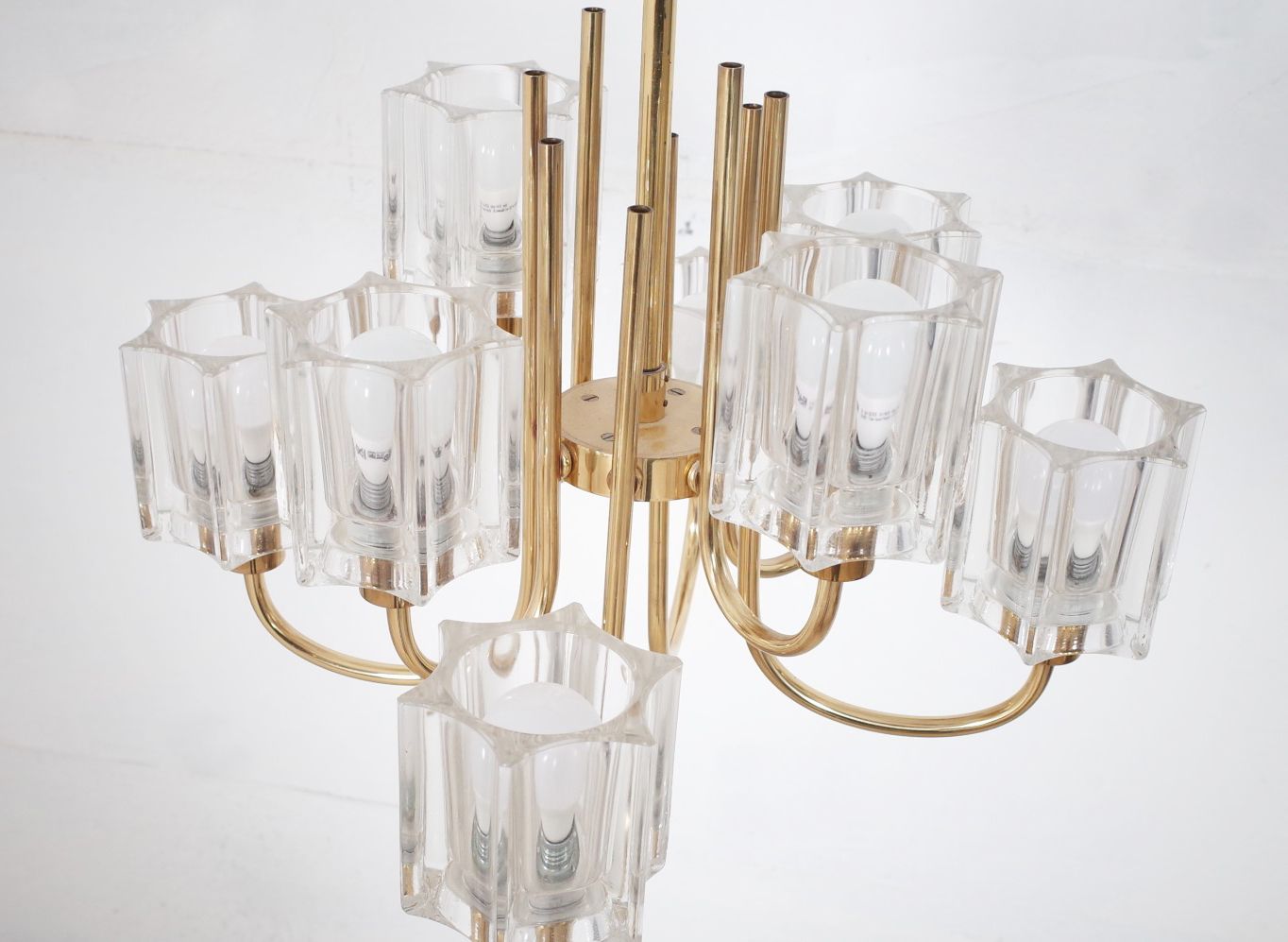Crystal Glass Chandelier By Peill & Putzler 1970s photo Lighting