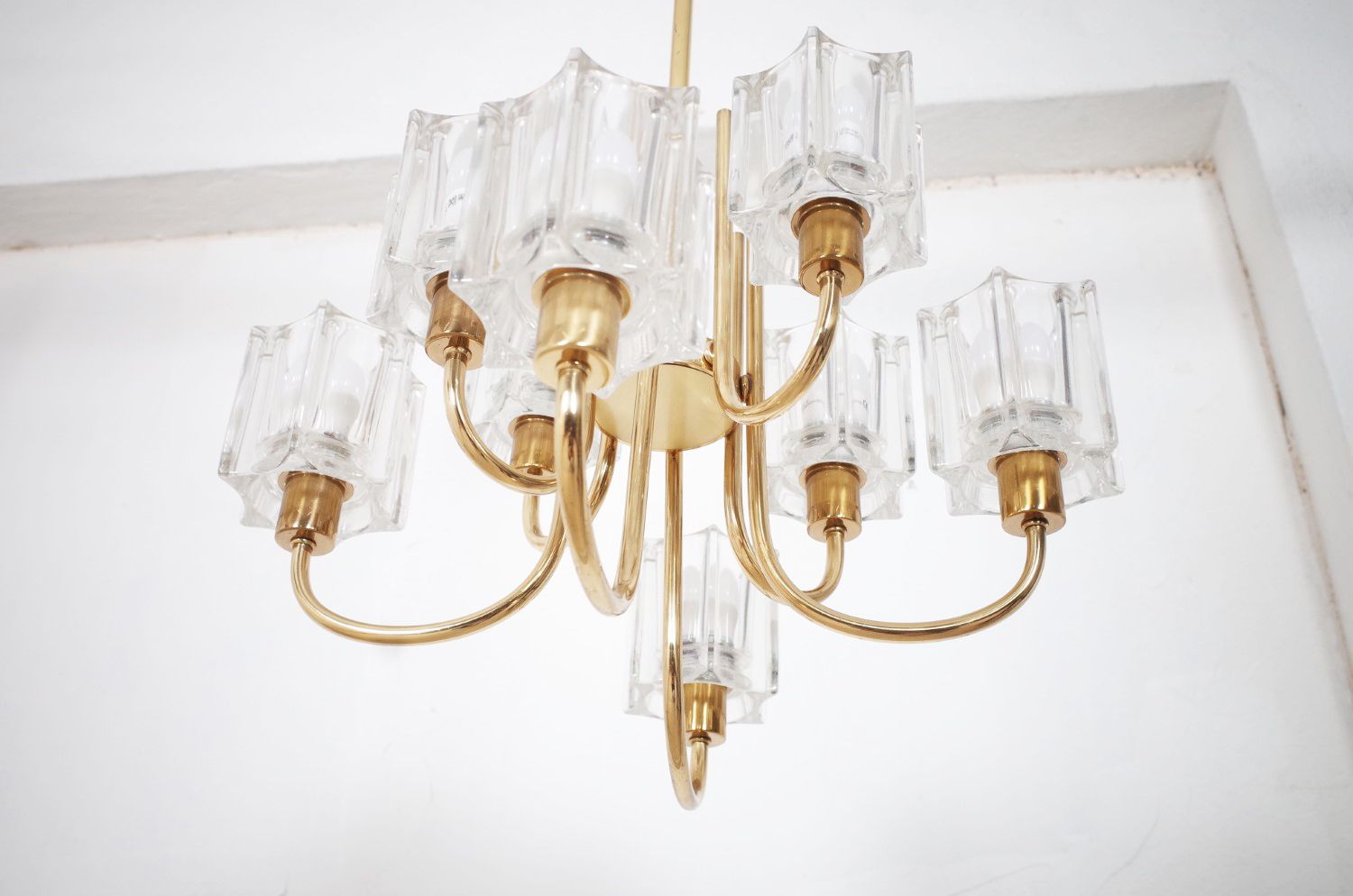 Crystal Glass Chandelier By Peill & Putzler 1970s photo buy