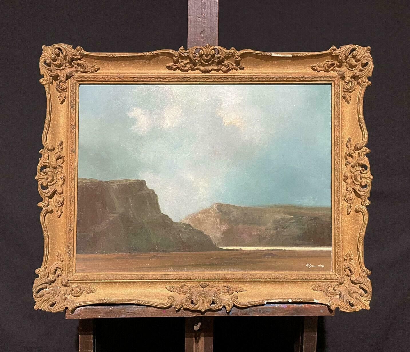R.Gore1970s British Impressionist Signed Oil Painting   Windswept Beach Scene & Cliffs20th Century photo for sale