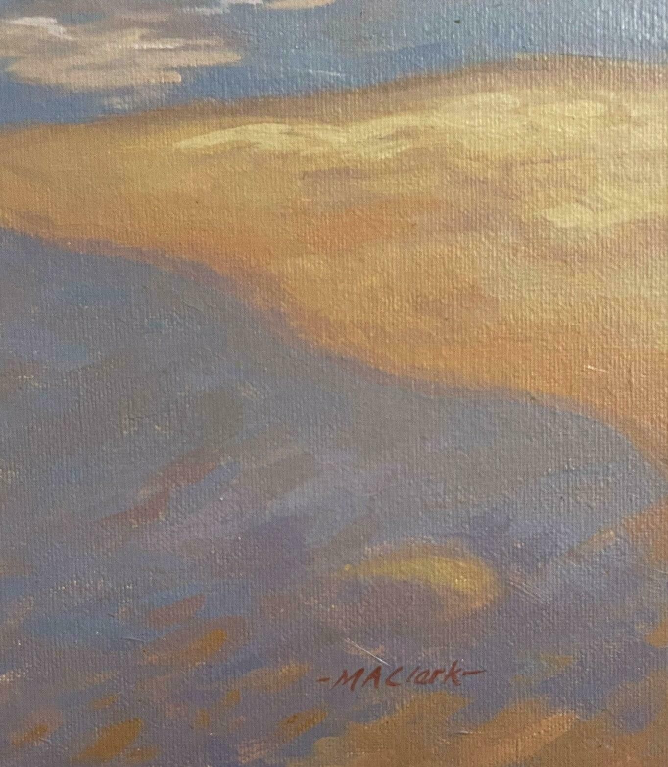 M. Clarkfine Modern British Signed Oil Painting   Children Playing In Surf On Beachcontemporary photo vintage