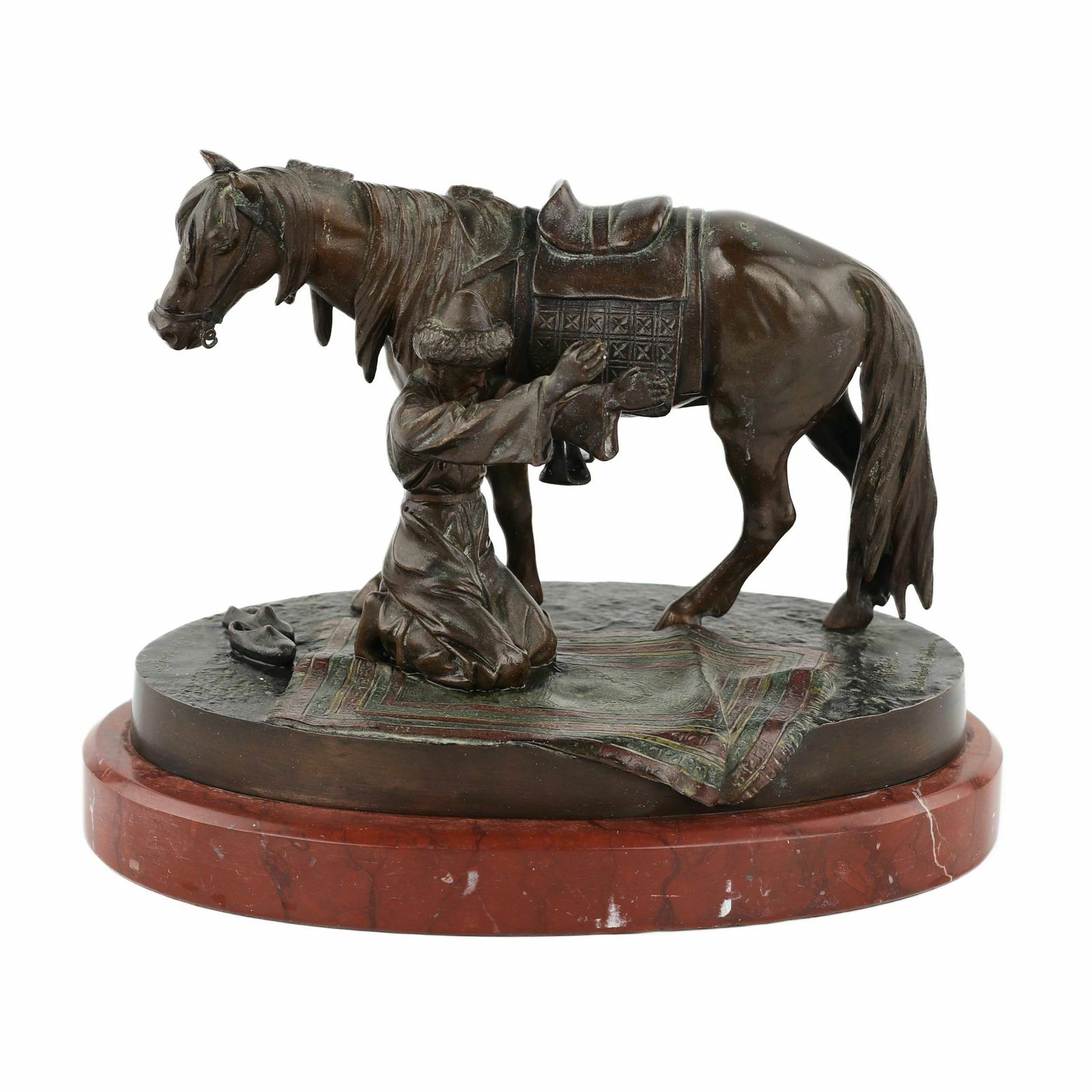 Bronze Figure Praying Muslim (Namaz In The Steppe) Bronze, A. Wolf. H. Gladenbeck & Sohn 1900s. photo vinterior
