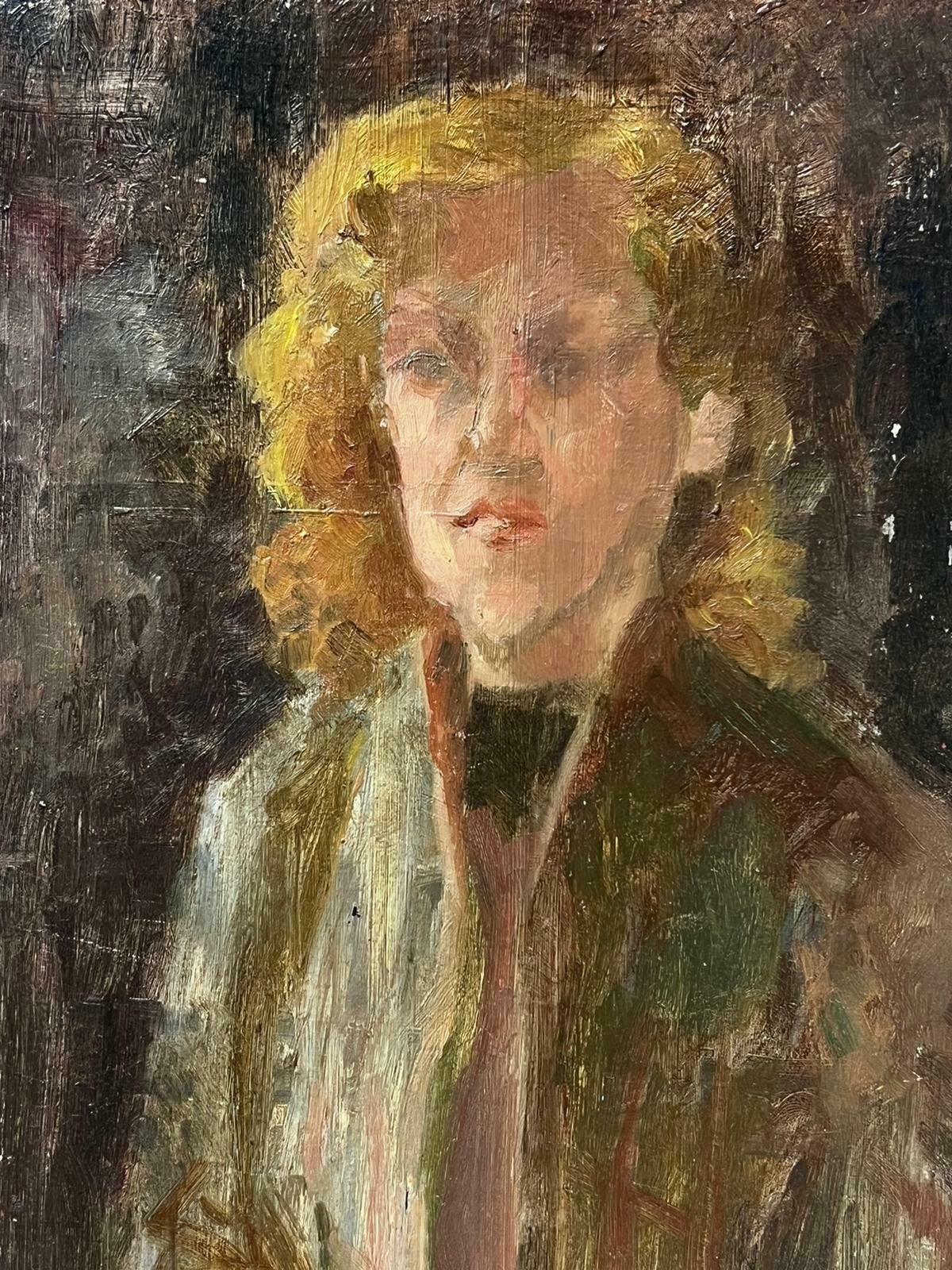 Josine Vignon1950s French Post Impressionist Portrait Of A Elegant Lady In Brown Jacket1950s photo Art