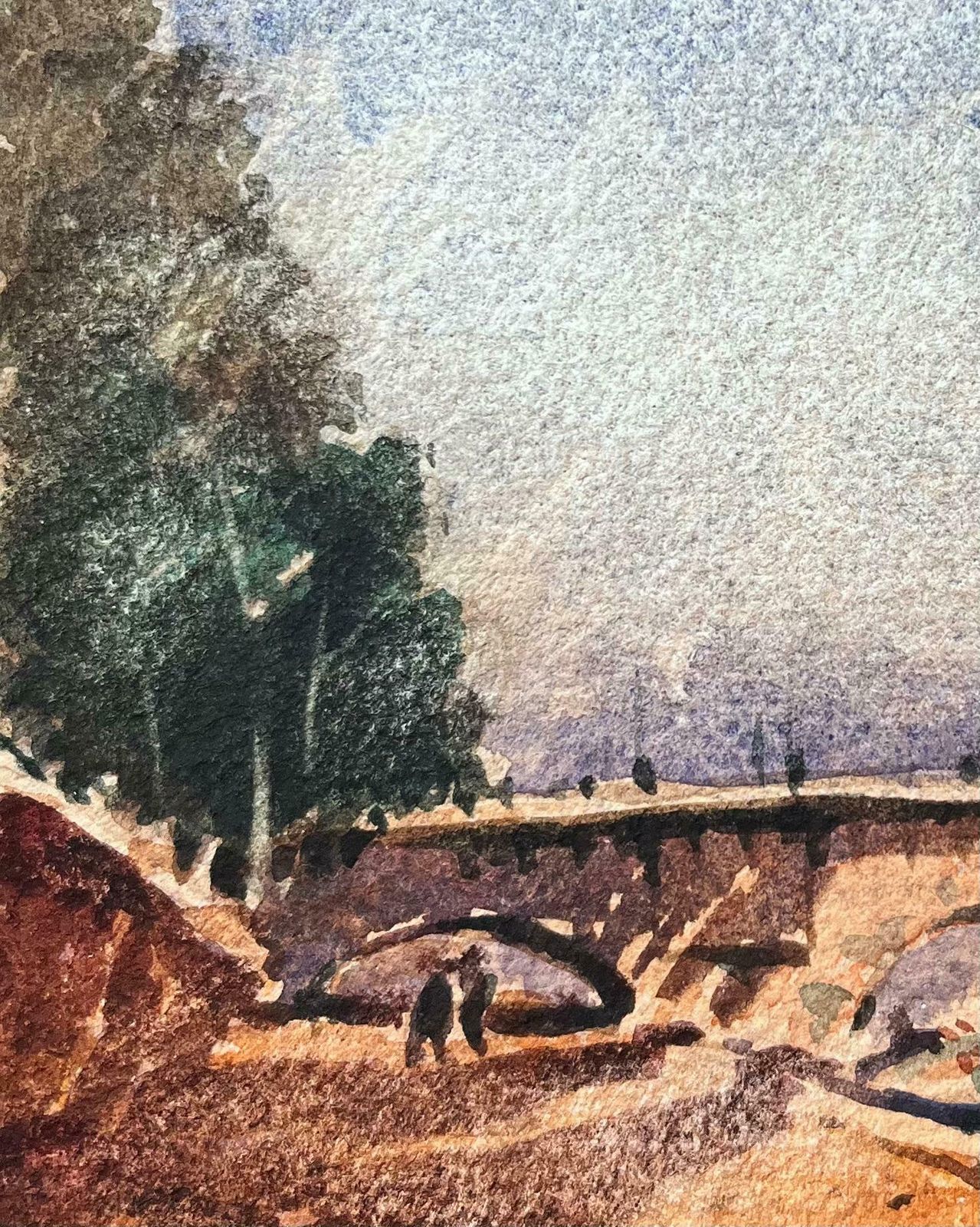 Maurice Mazeiliefrench Impressionist Watercolor Of Pont Neuf The Seine River And Eiffel Tower20th Century photo Art