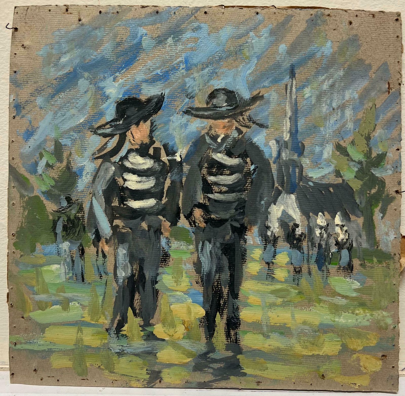 Fanch Lelimpressionist Breton Fisherman In Traditional Costume Near Coastal Church20th Century photo furniture