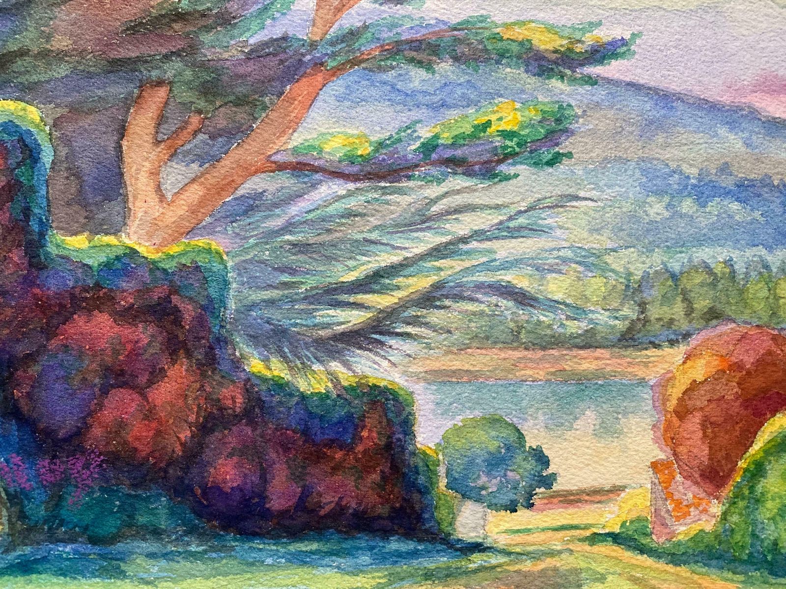 Louis Bellon1940's Provence Painting Vibrant Tree Landscape    Post Impressionist Artistc. 1940s photo buy