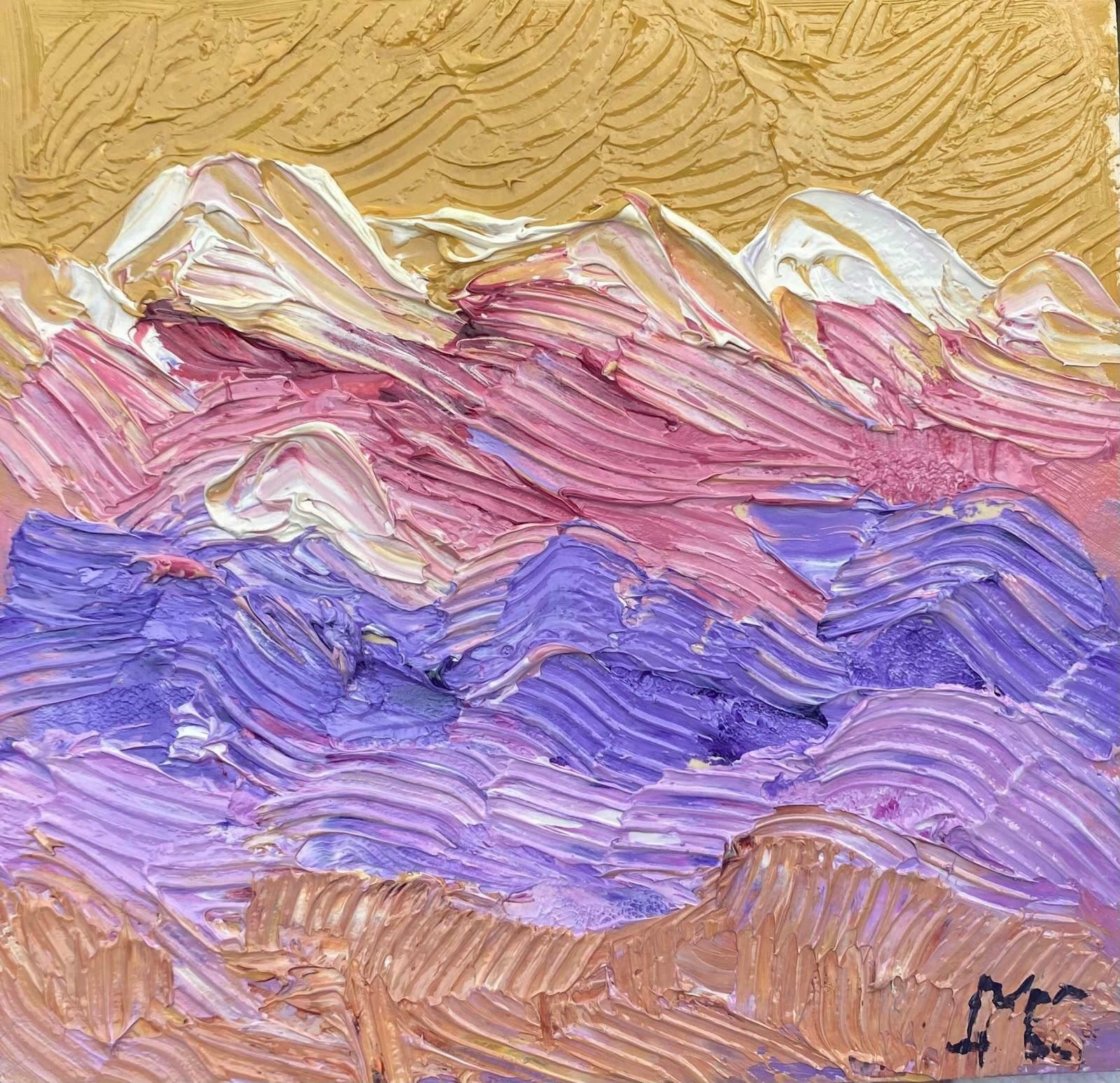 Maggy Claryssecolorful French Landscape Impressionist Oil Painting Pink And Purple Mountains