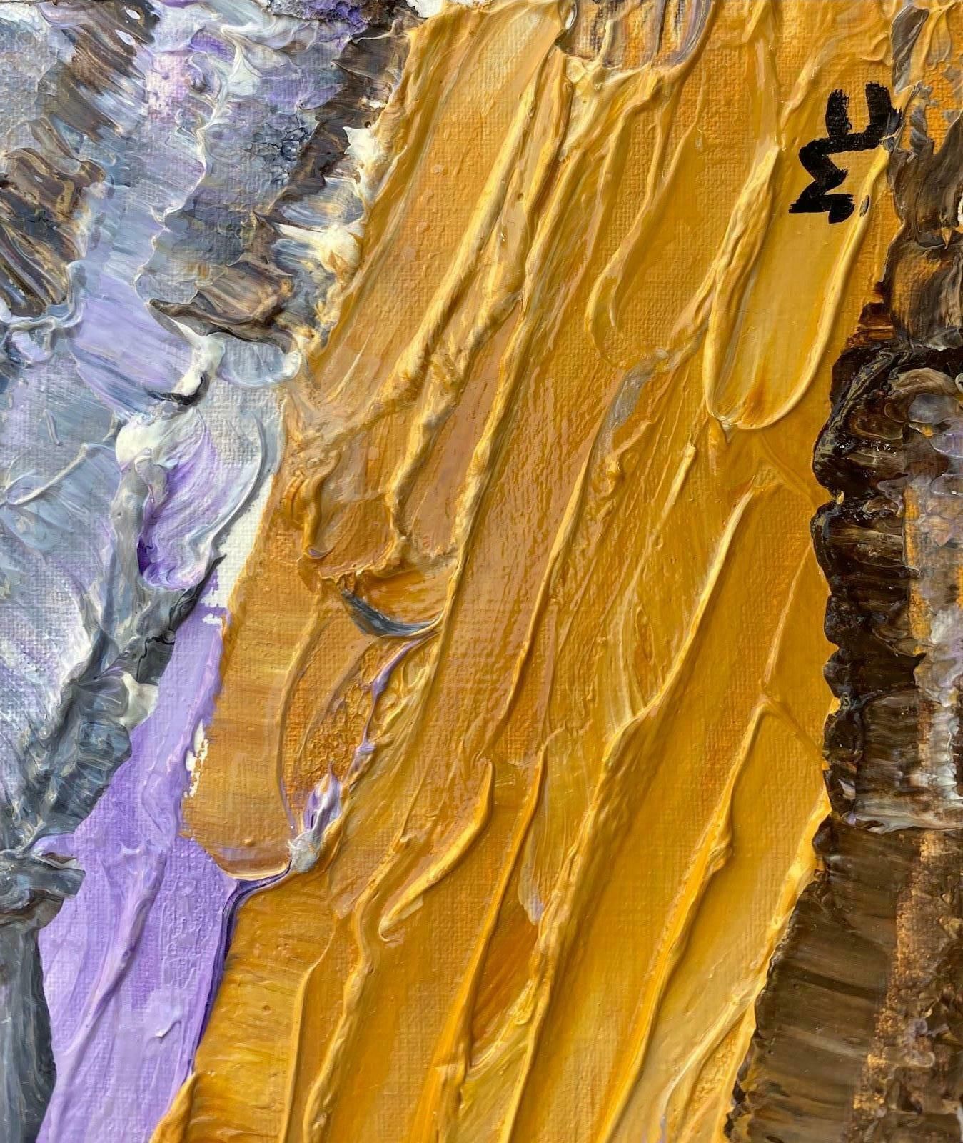Maggy Claryssemuted Colours French Impressionist Oil Painting Gold And Purple Landscapec.2000 photo furniture