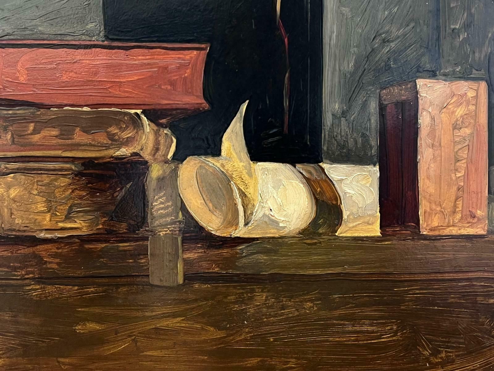 French Schoolmid 20th Century French Still Life Oil Painting Pile Of Books photo furniture