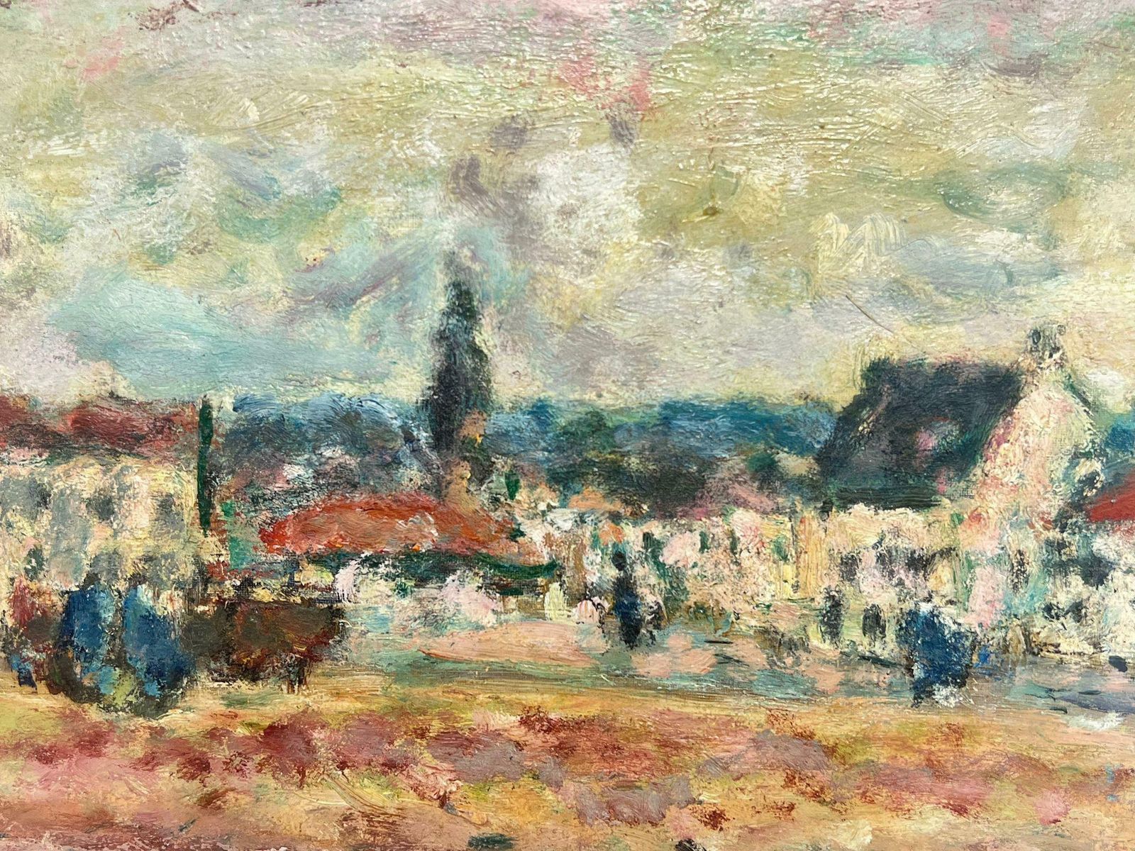 Georges Bousquaitmid 20th Century French Post Impressionist Grand Place De Charroux Vienna Town photo for sale