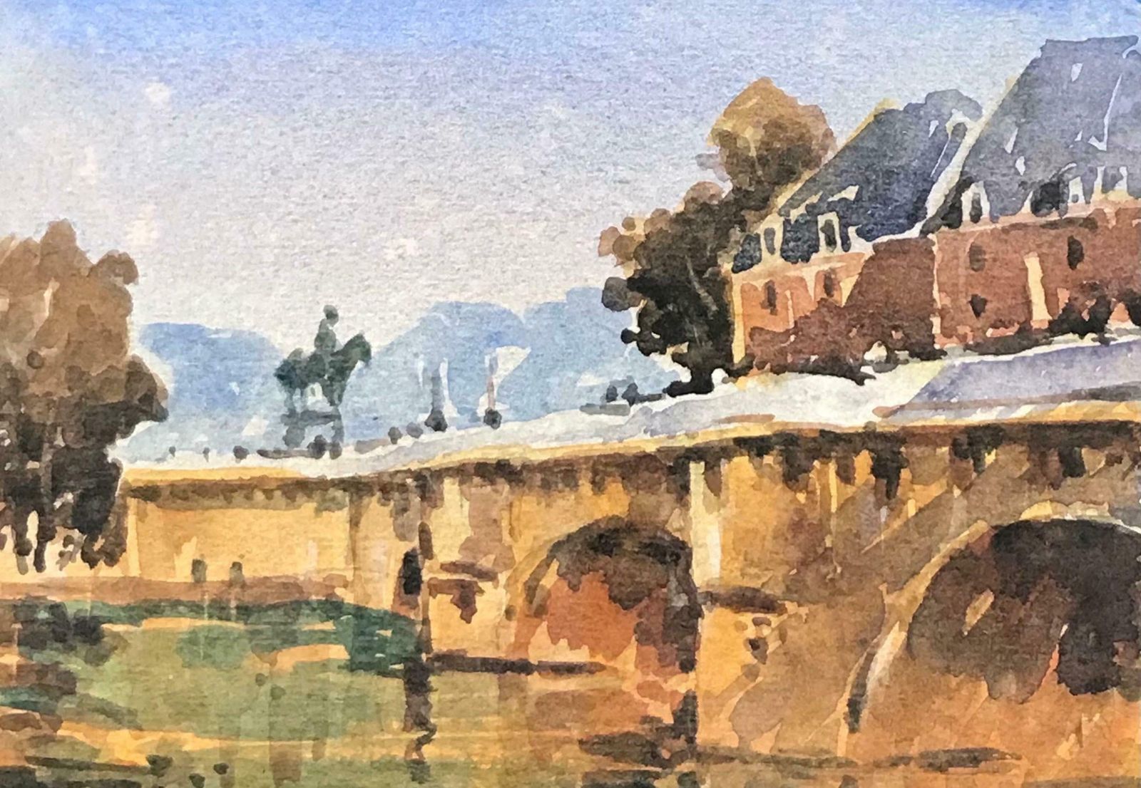 Maurice Mazeiliemaurice Mazeilie French Impressionist Watercolour   Autumnal Parisian Bridge