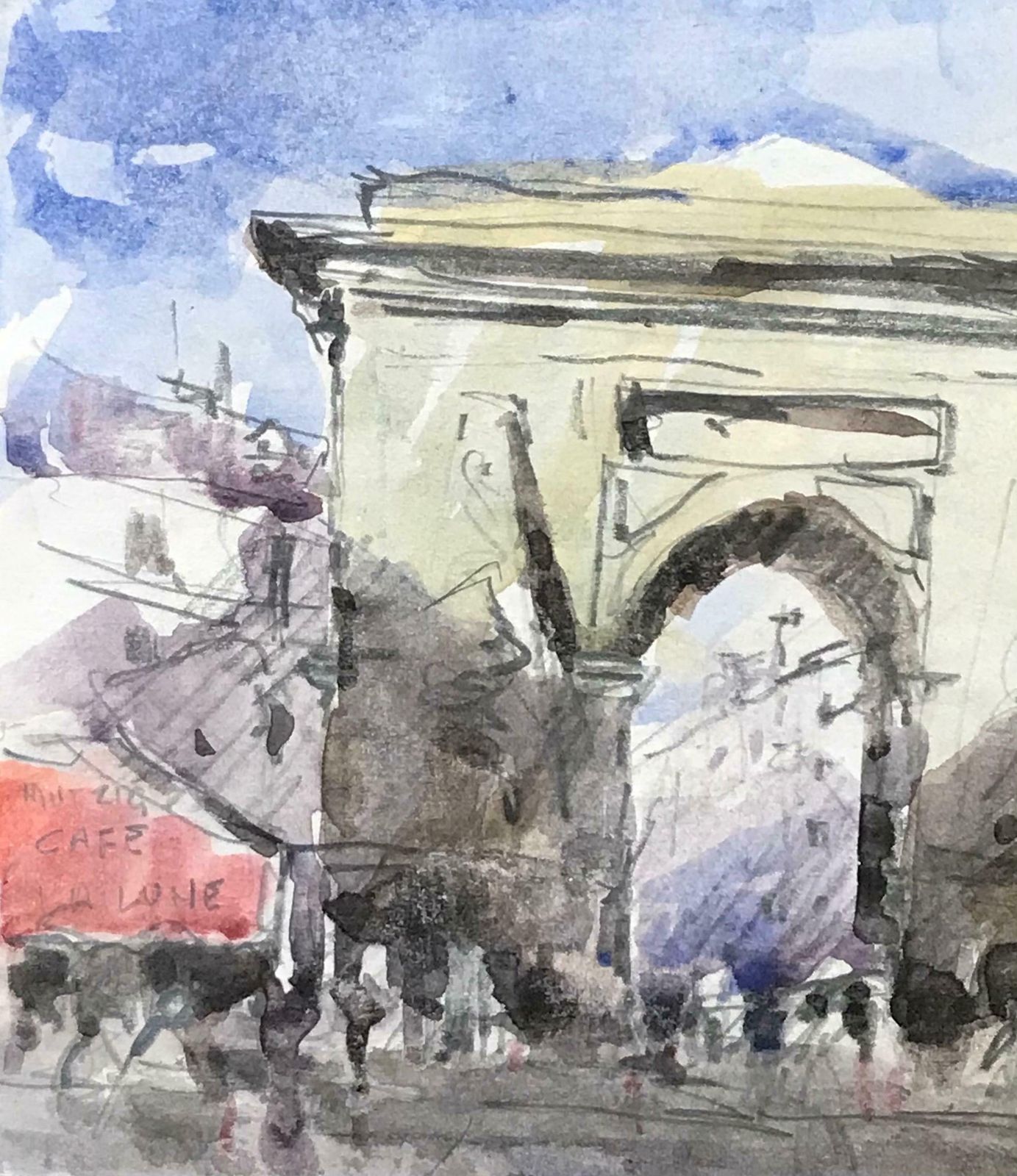 Maurice Mazeiliemaurice Mazeilie French Impressionist Watercolour   Paris Arc De Triomphe photo furniture