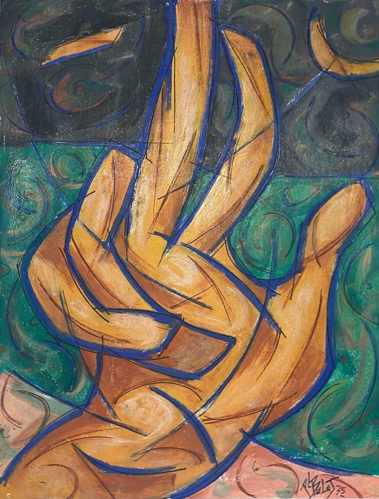 Unknown20th Century French Modernist Gouache Painting The Golden Hand1975
