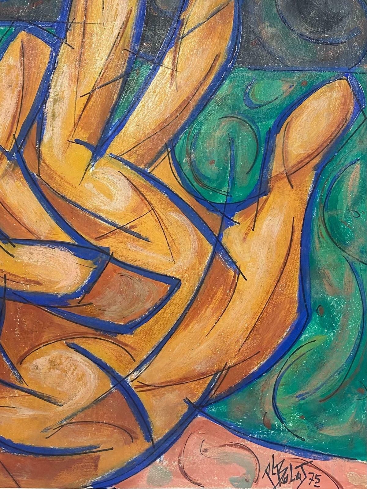 Unknown20th Century French Modernist Gouache Painting The Golden Hand1975 photo furniture
