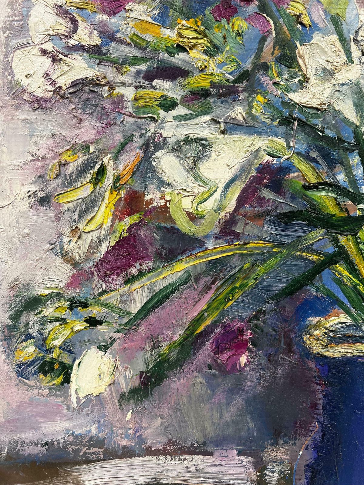 édouard Righetti (1924 2001)1970s French Interior Still Life   Flowers In Deep Blue Vase   Superb Original 1970's photo Art