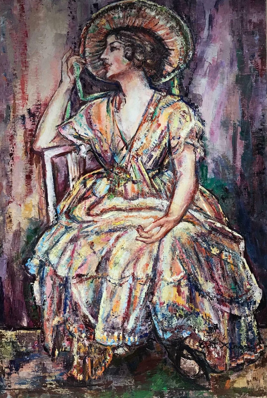 Maria Tort Xirausigned Original Oil Painting   Lady In Hat