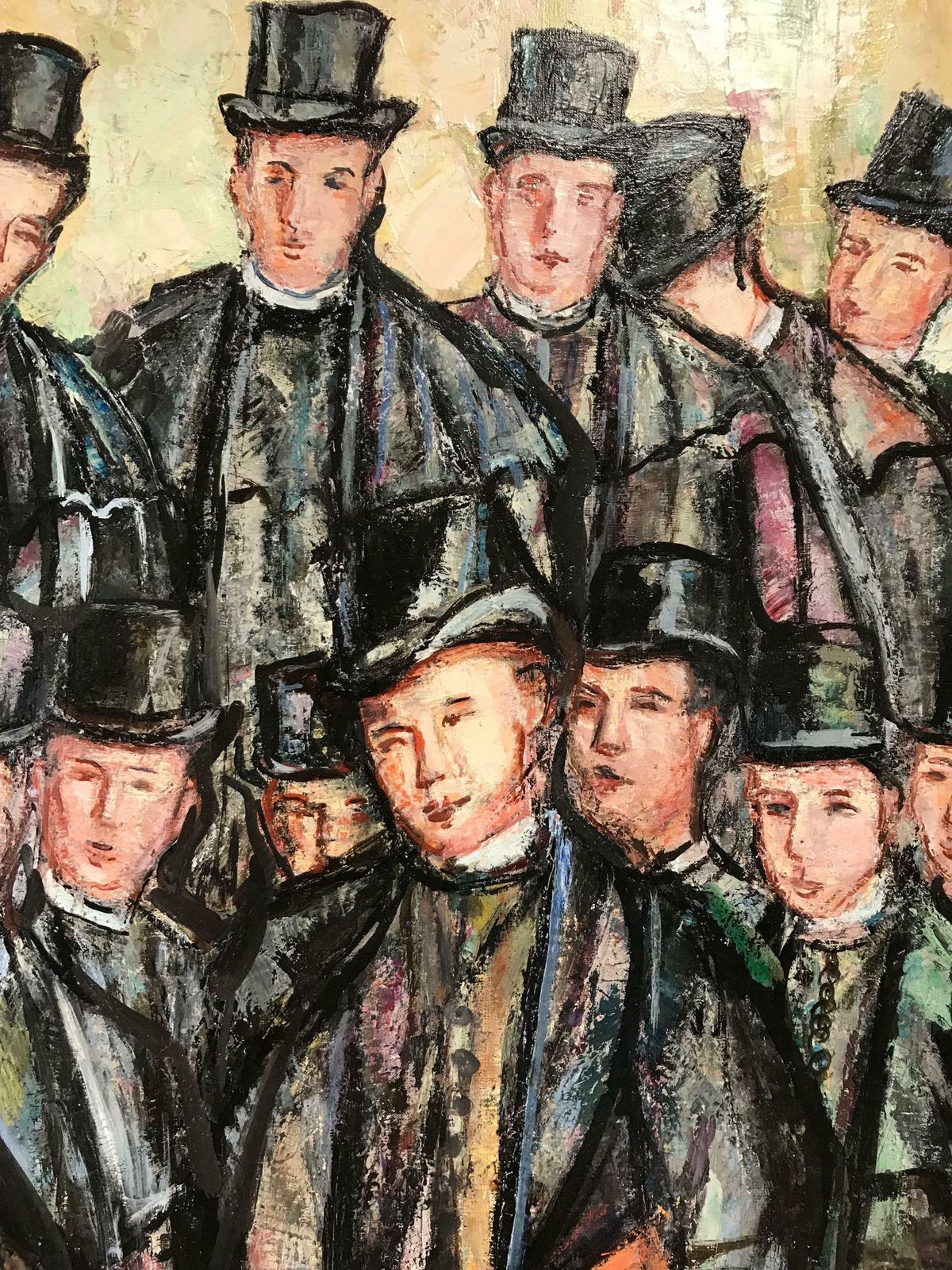 Maria Tort Xirauvictorian School Boys In Top Hats, Signed Original Huge Oil Painting photo vinterior