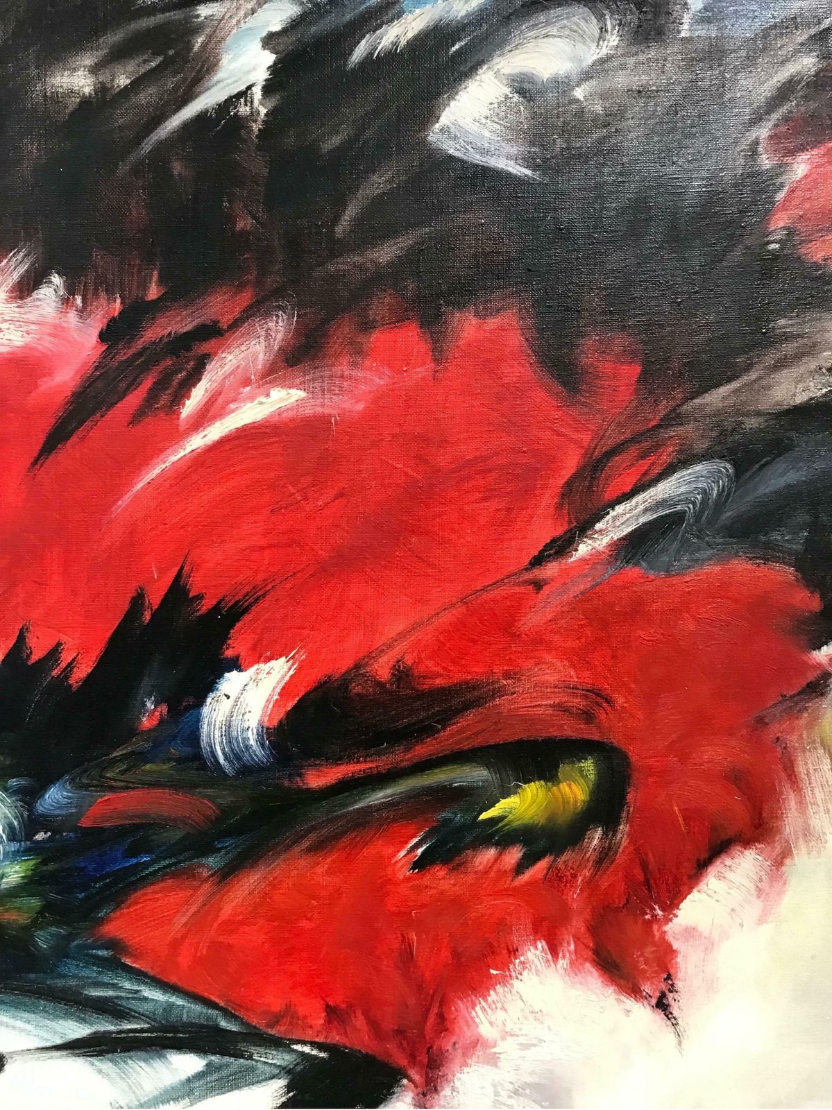 20th Century French Schoolimpressive & Large 20th Century French Abstract Signed Painting    Red & Black photo Art