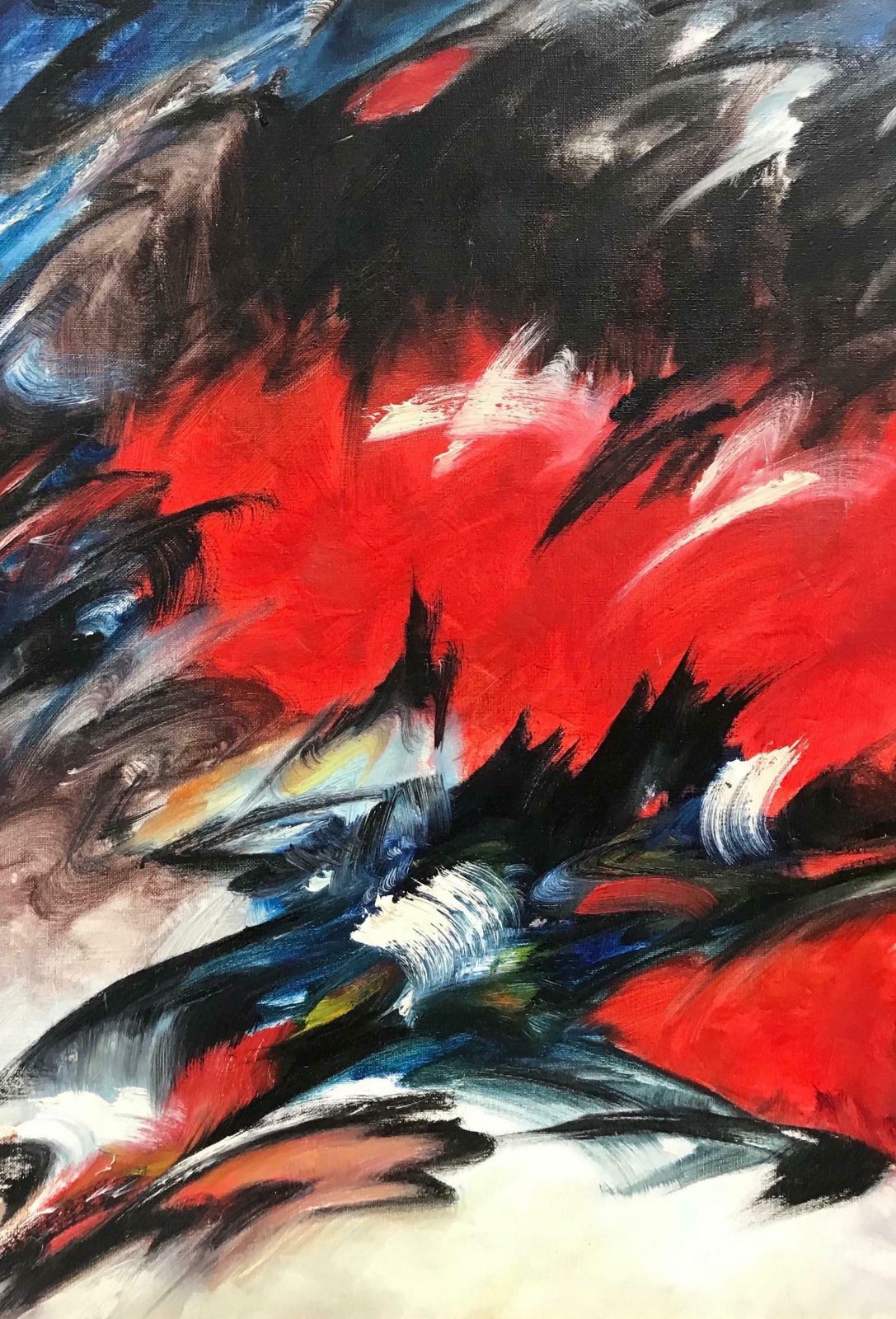20th Century French Schoolimpressive & Large 20th Century French Abstract Signed Painting    Red & Black photo buy