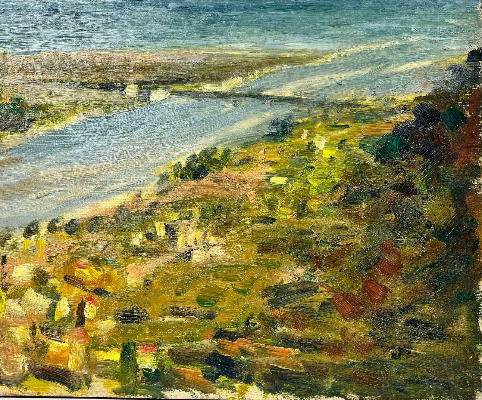 Josine Vignonsea Bridge French Landscape Impressionist Signed Oil1960's photo for sale