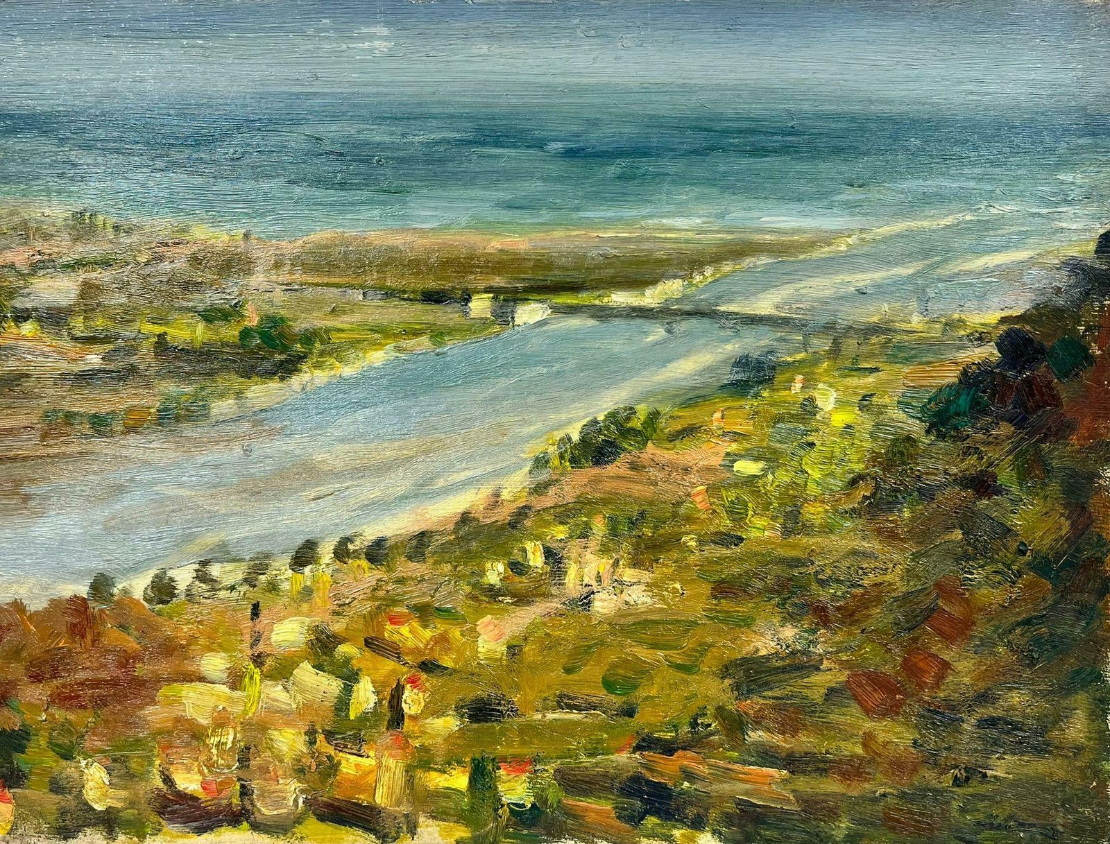 Josine Vignonsea Bridge French Landscape Impressionist Signed Oil1960's photo Art