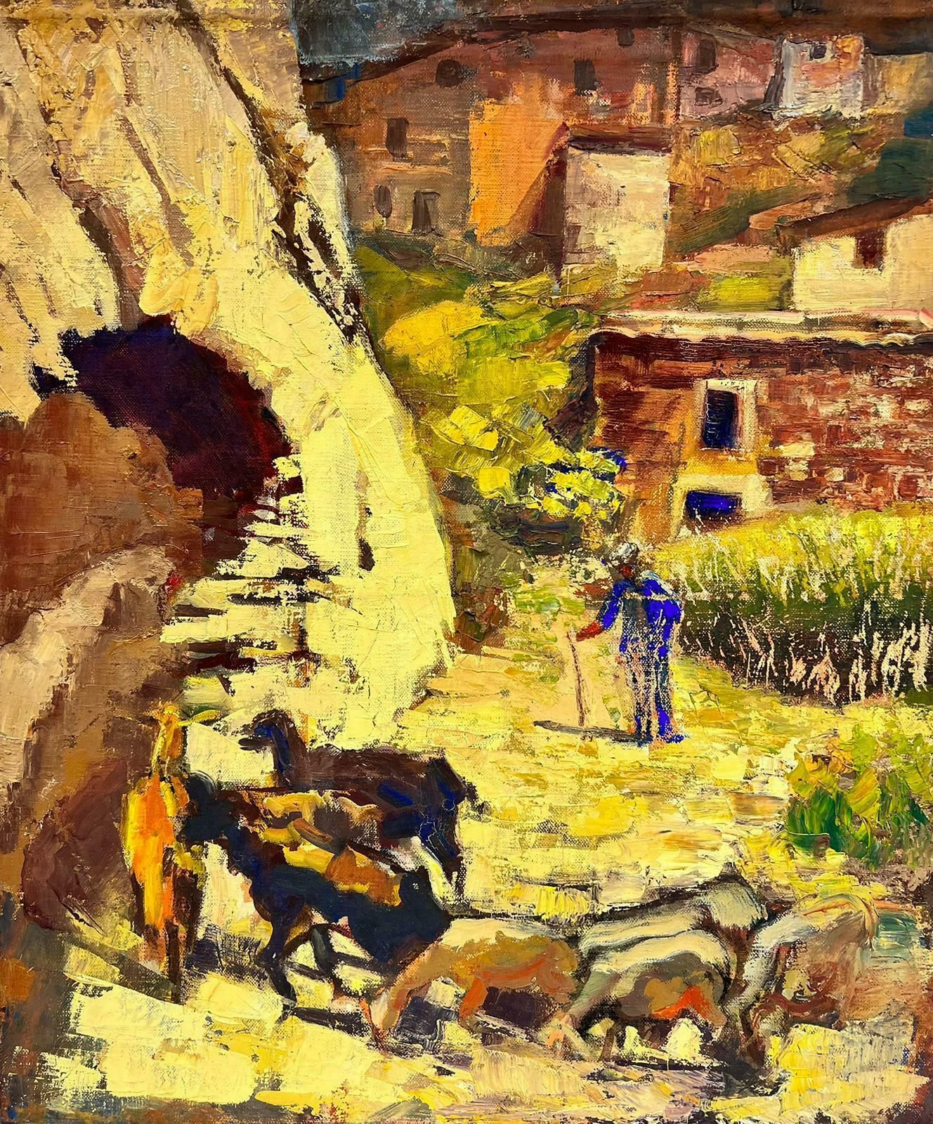Josine Vignonherding The Fleet Of Animals French Impressionist Thick Oil Impasto1960's
