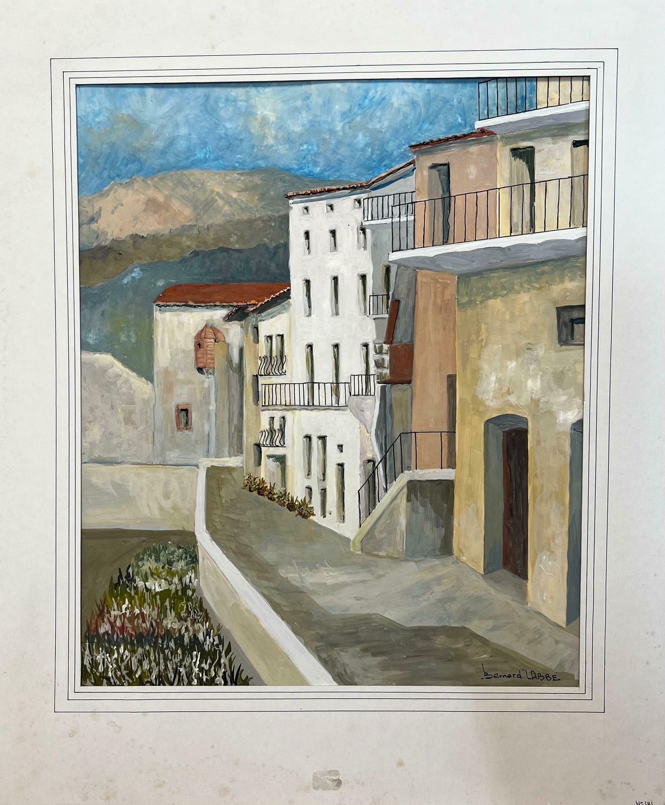 Bernard Labbe1950's Big Modernist/ Cubist Painting   Terraced French Apartments1950's photo furniture