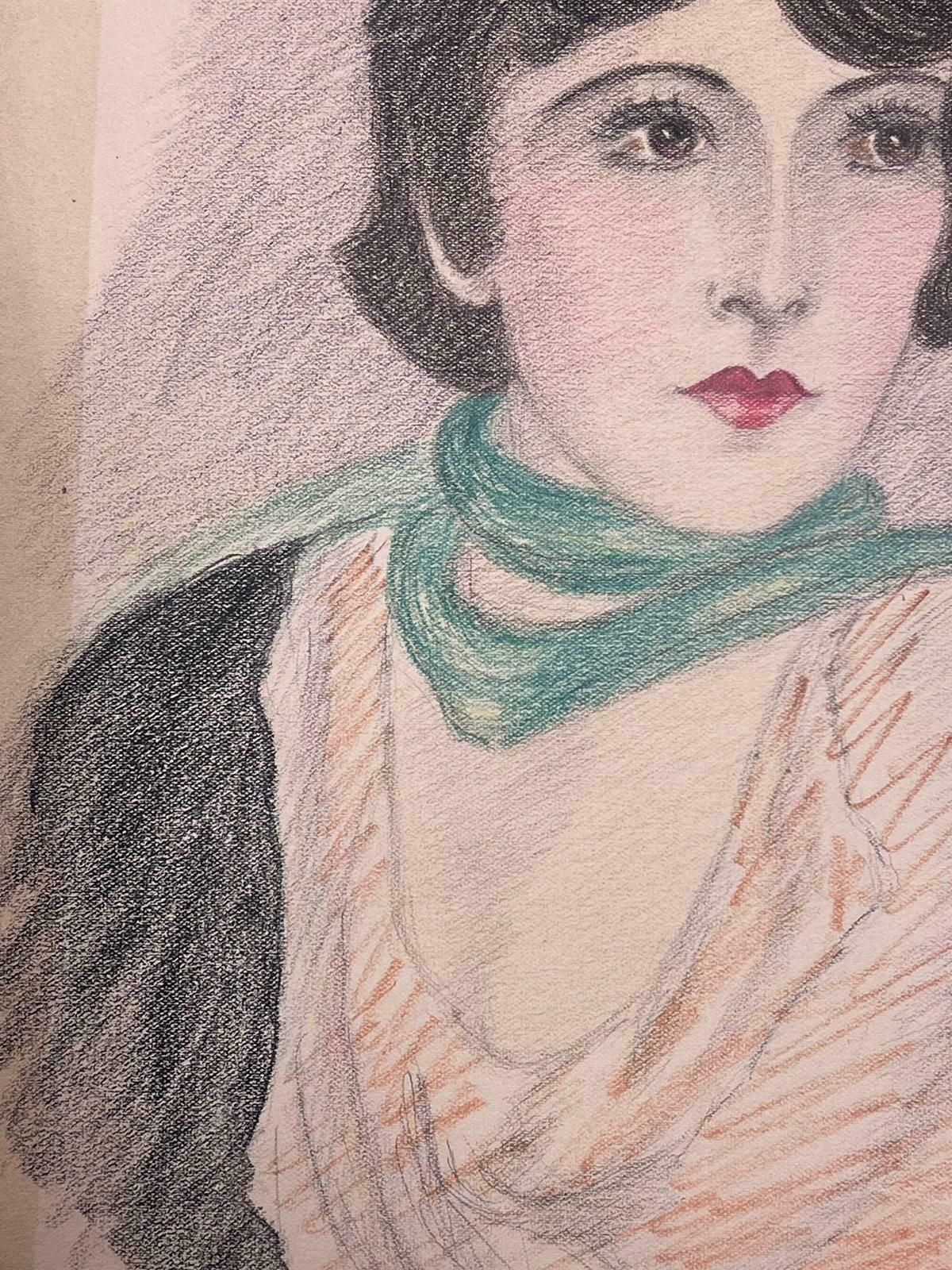 Marjorie Schiele (1913 2008)Original 1920's/ 30's Portrait Of Elegant Young Society Lady Exquisite Drawing photo Art