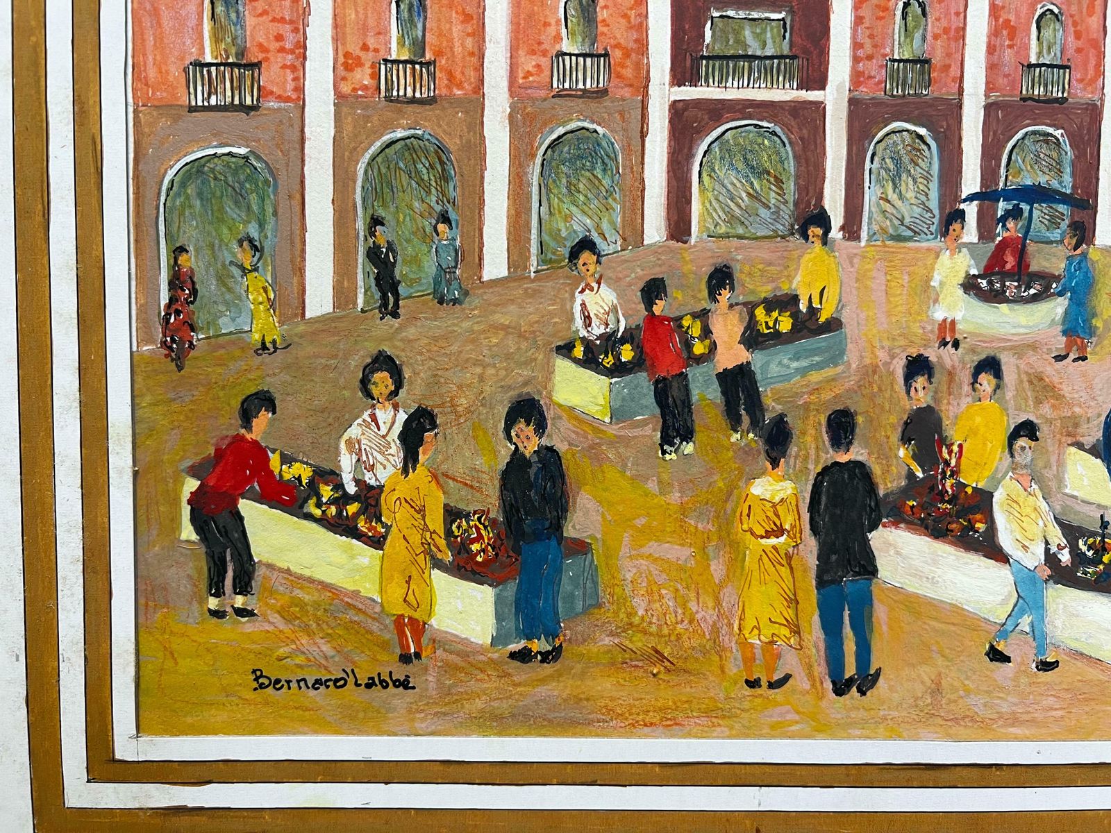 Bernard Labbe1950's Big Modernist/ Cubist Painting   Figures Gathered1950's photo vinterior